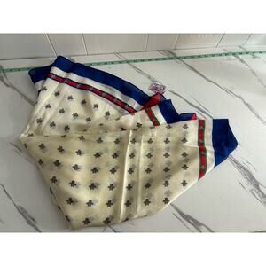 100% Silk Fashion Silk scarf Bee Horse Print Square Head Scarf Hairband Red Blue